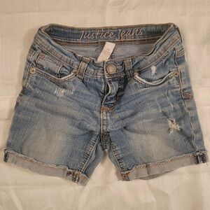 Girls Justice Light Blue Distressed Jean Shorts